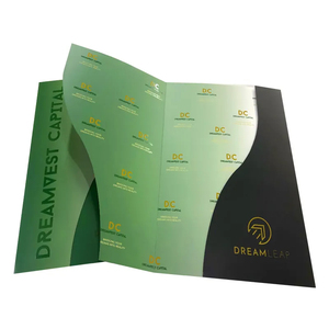 Customized Logo Double Pocket Contract Information Brochure Bag File Folder Sleeve Folded Half A4 Cardboard Kraft Paper Printed